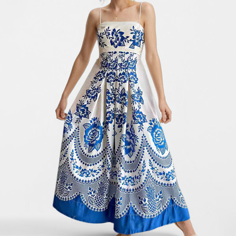 Women's High Waist Print Painted Large Swing Dresses