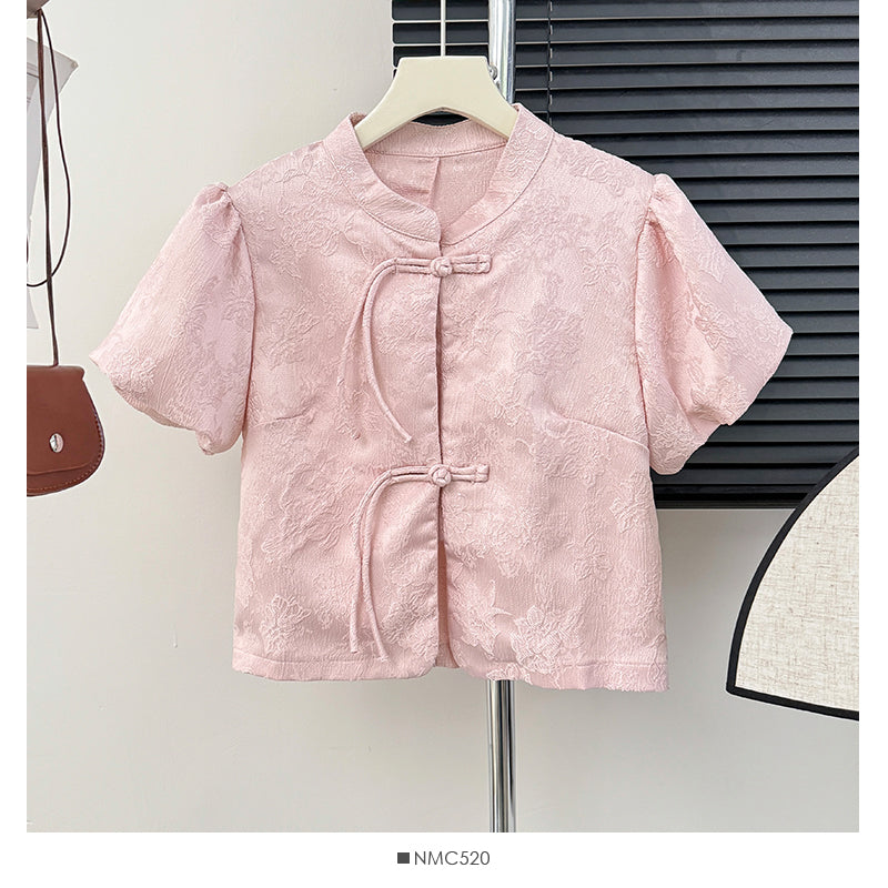 Women's Style Stand Collar Puff Sleeve Shirt Design Dresses