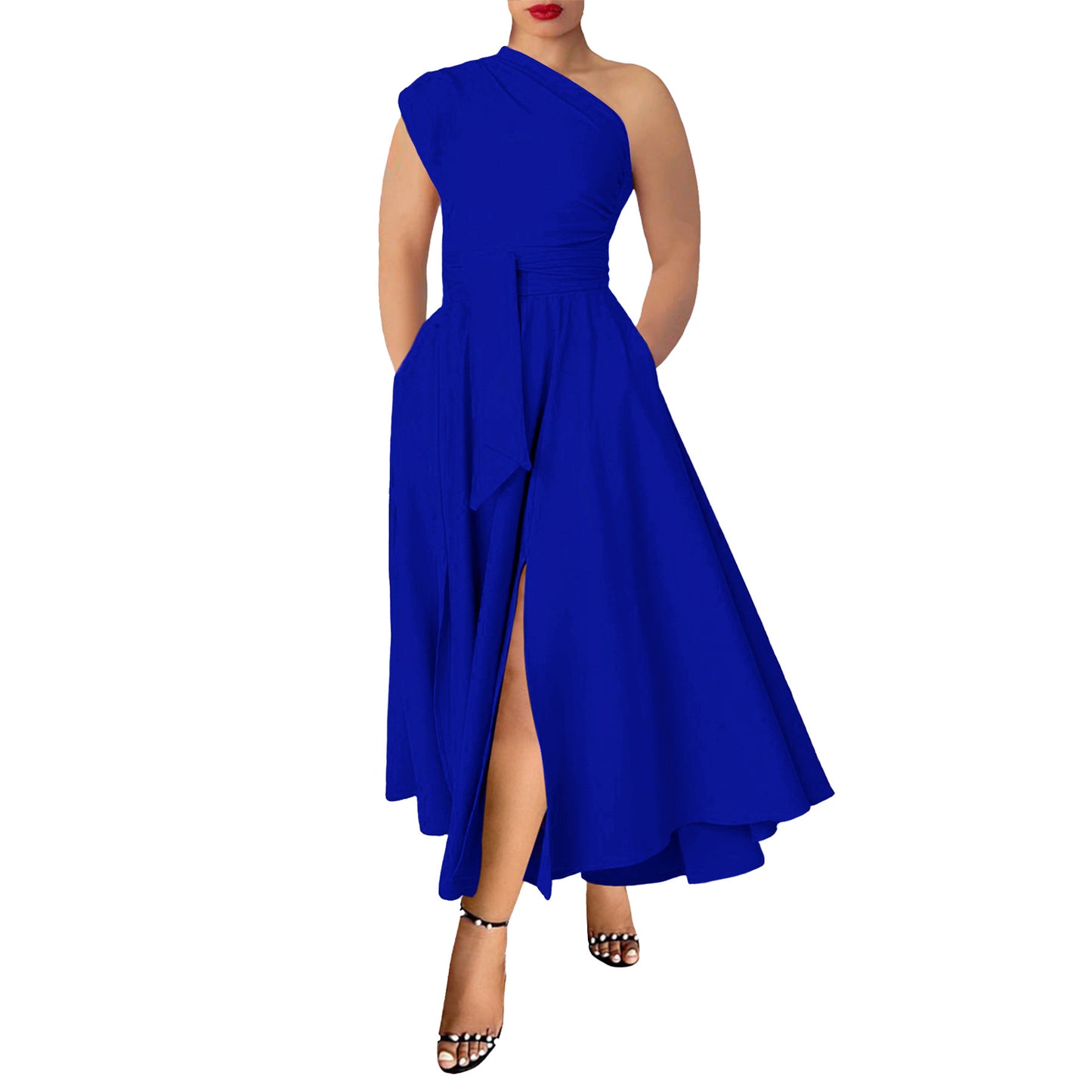 Women's Summer Fashion Wear Sleeveless Diagonal Collar Dresses
