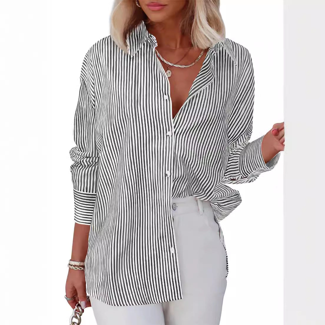 Women's Button Shirt Classic Long Sleeve Fashion Collar Blouses