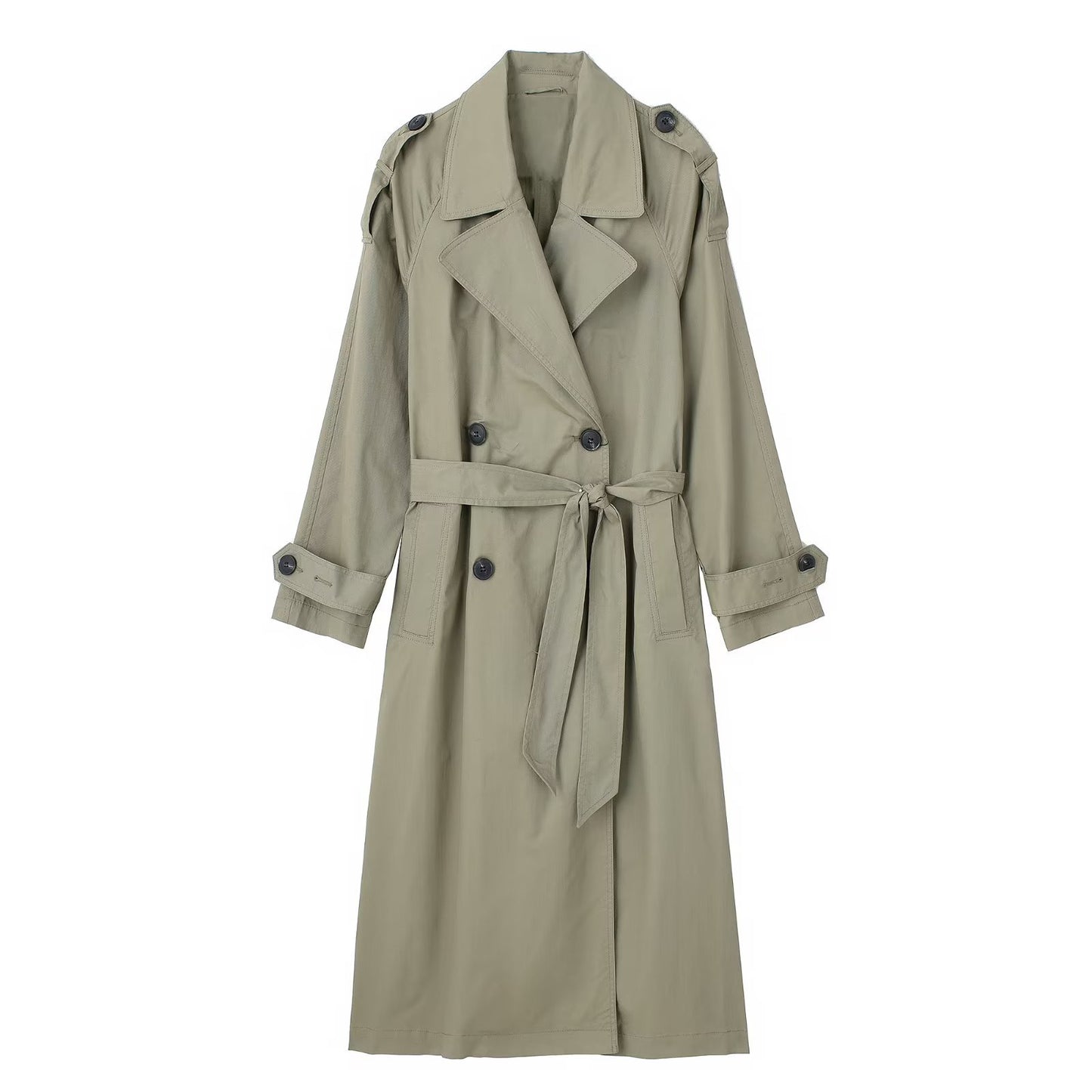 Women's Lapel Long Sleeve Double Breasted Belt Large Faux Coats