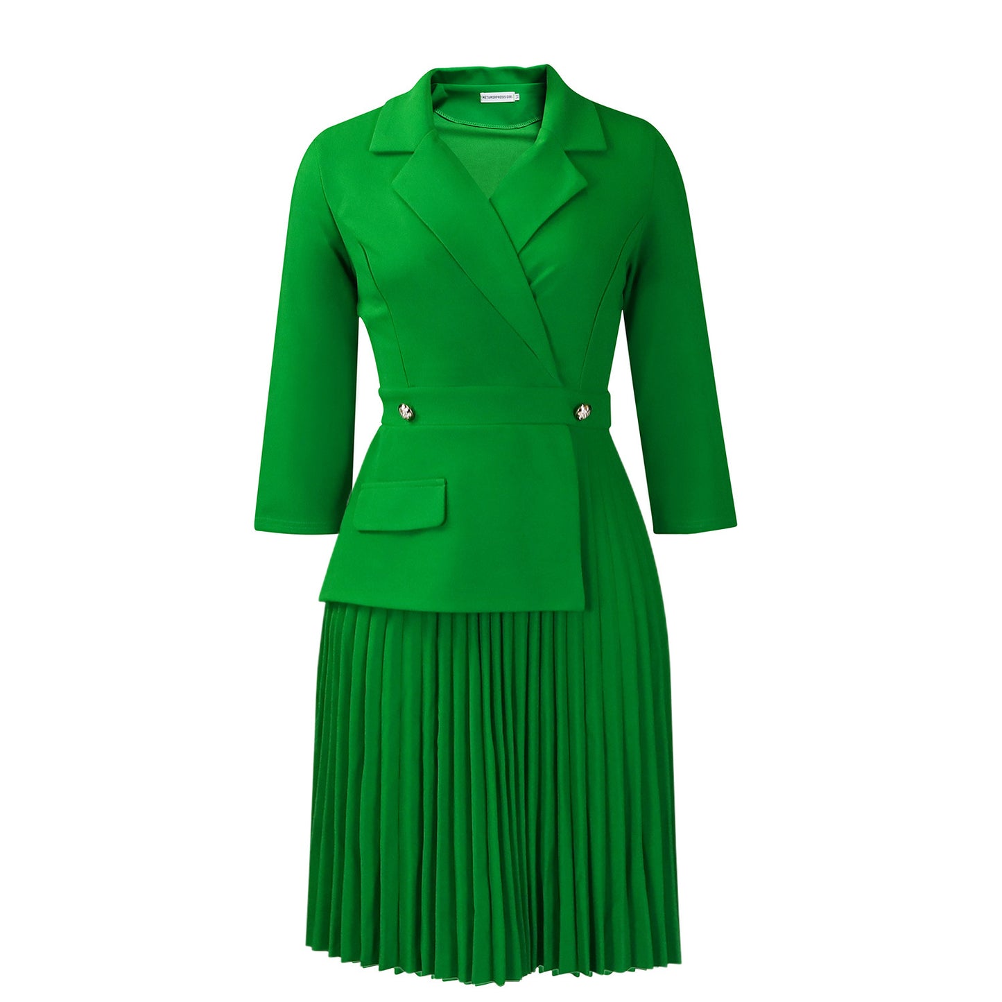 Women's Fashion Elegant Collar Solid Color Pleated Dresses
