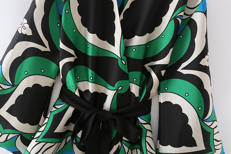 Women's Graceful Bowknot Decoration Printed Shirt Blouses