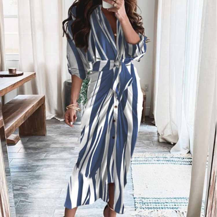 Women's Spring Sexy Print Pleated Irregular Dress Dresses
