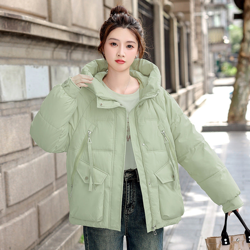 Women's Winter Korean Style Cotton Clothes Hooded Thickened Thermal Fashion Coats