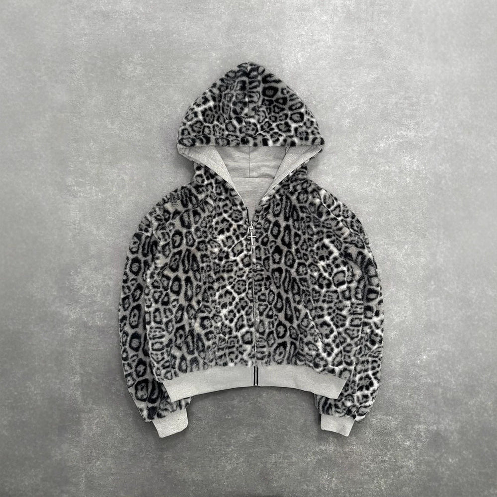 Women's & Men's & Fashionable Warm Retro Hooded Leopard Print Sweaters