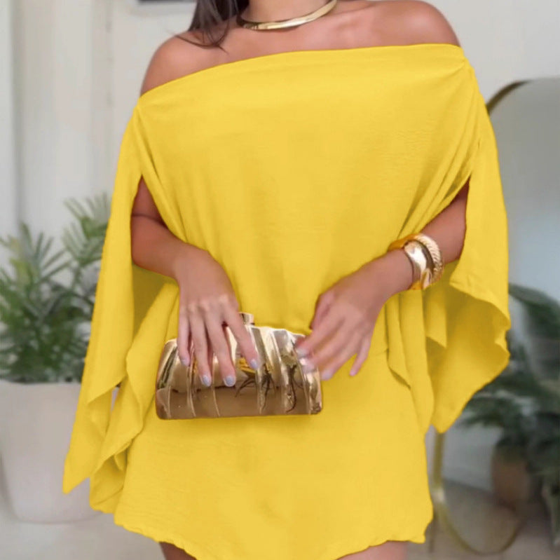 Women's Summer Solid Color Design Split Sleeve Fashion Casual Suit