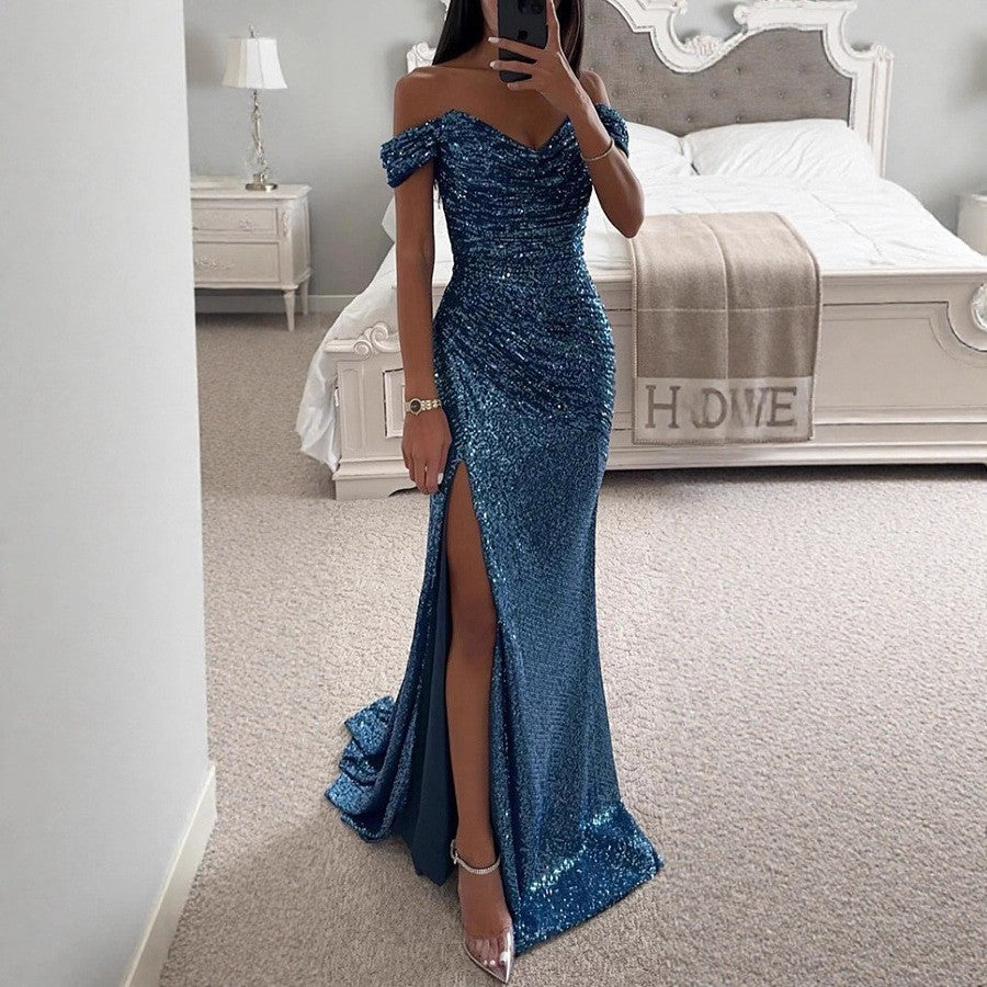 Women's Party Sequins Split Dress Casual Fashion Dresses