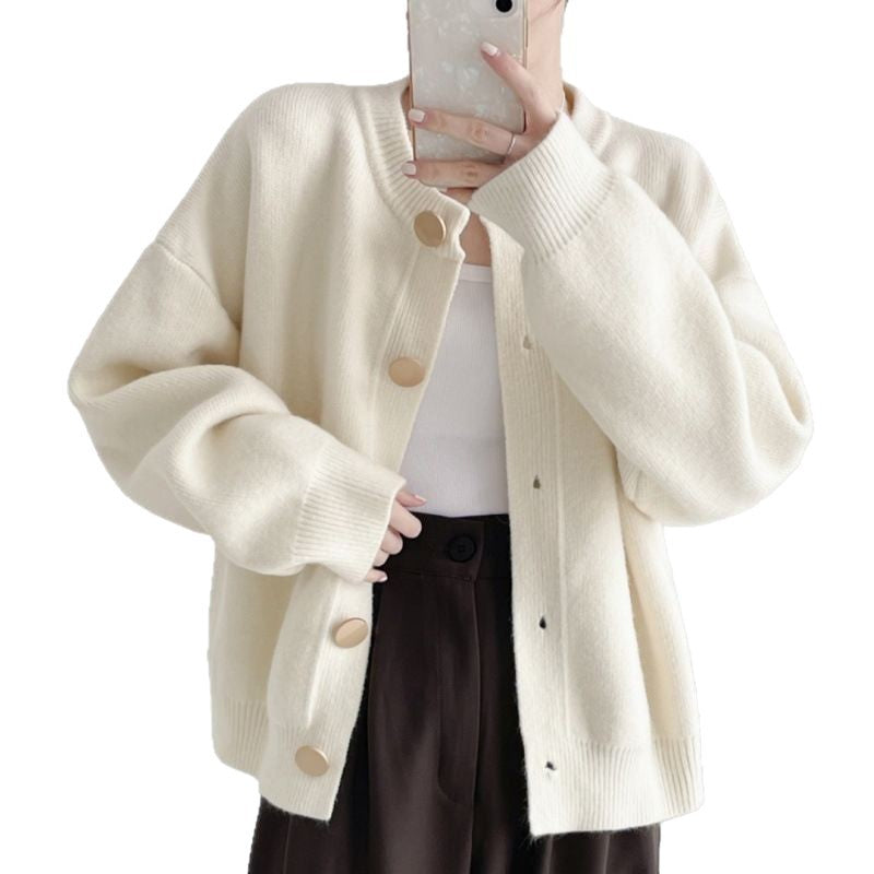 Women's Solid Color Knitted Idle Style Loose Sweater