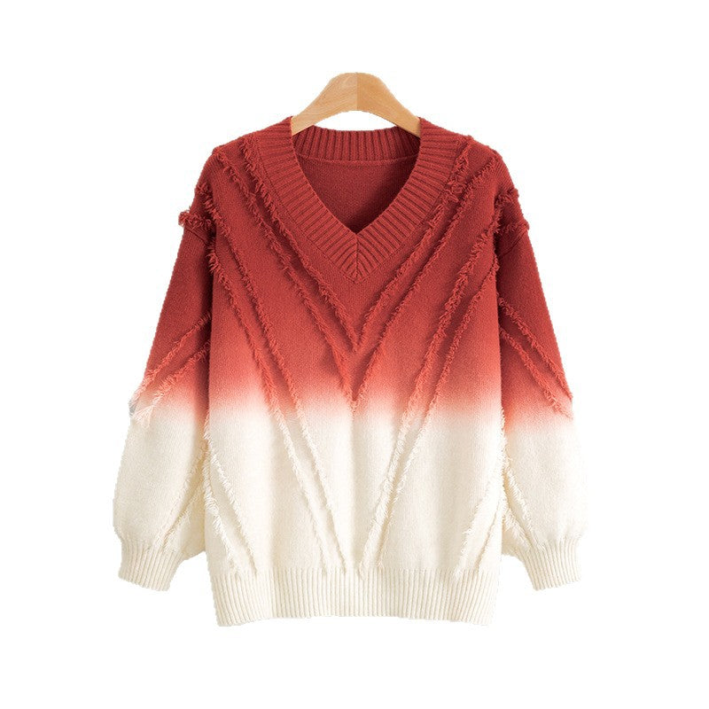 Women's Gradient Idle Style Loose Knitted Tide Women's Sweater