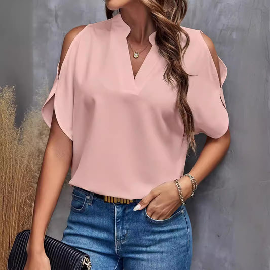 Women's Summer Solid Color Graceful Fashionable Sleeves Tops