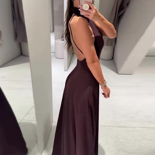 Women's Sleeveless Elegant Fashion Solid Color Long Dresses