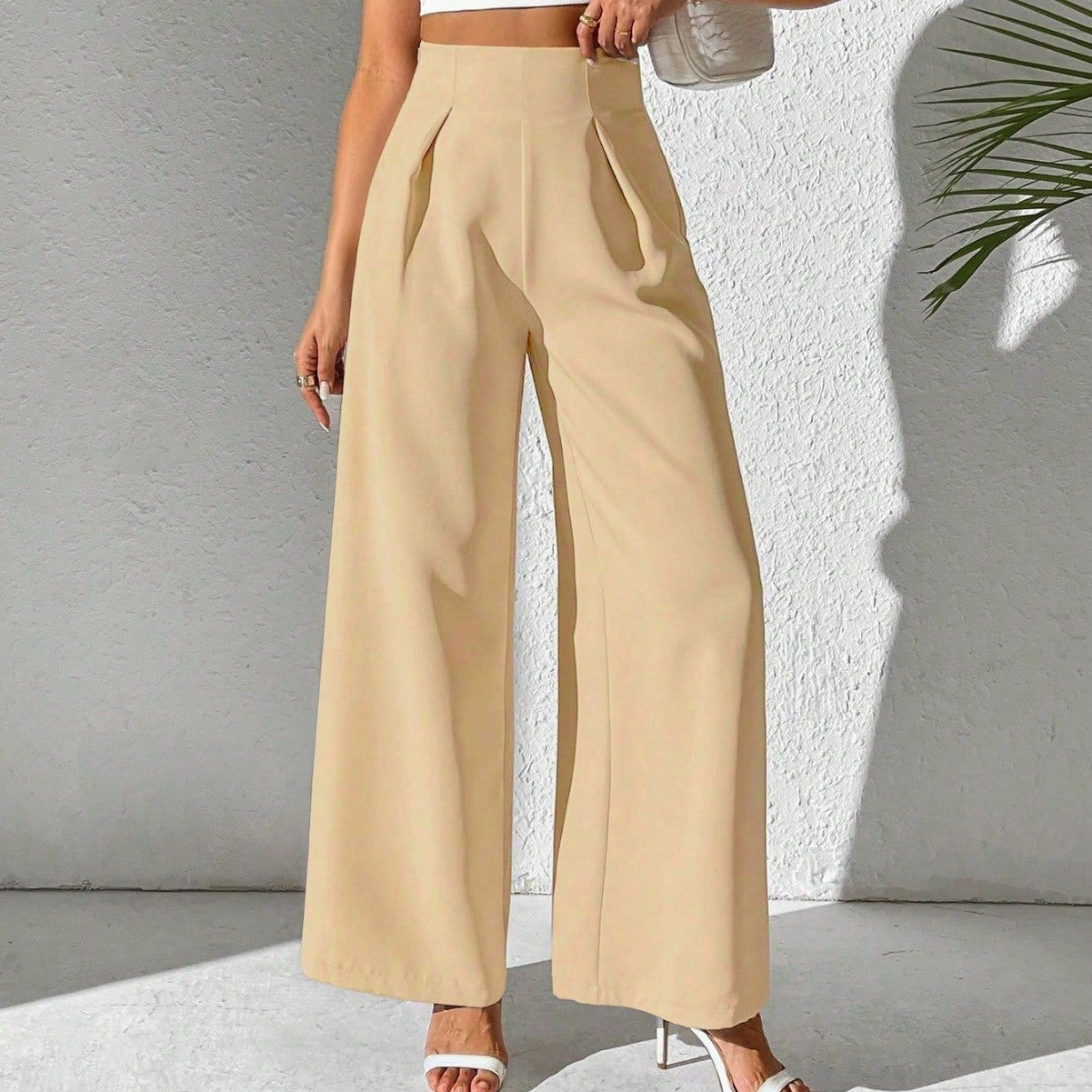 Women's Color High Waist Wide Leg Business Suits