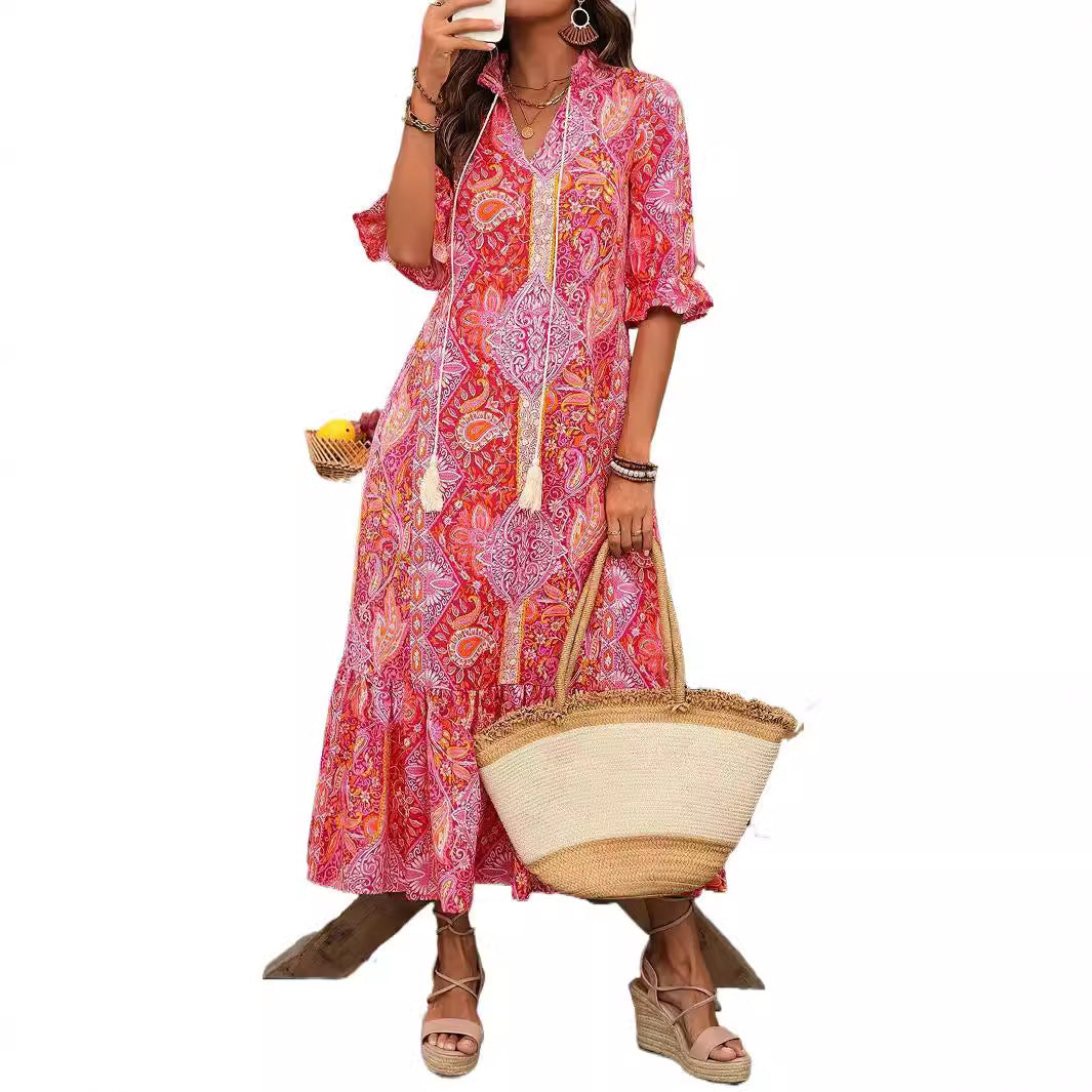 Charming Versatile Women's Autumn Printed Ruffled Clothing