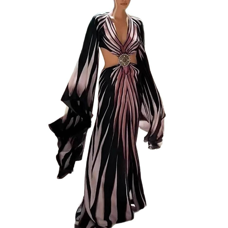 Women's Summer Fashion Casual Printed Slit Dress Dresses