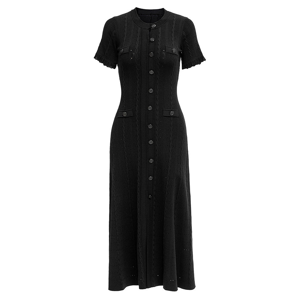 High Quality French Style Temperament Sleeve Hollow Thread Dresses