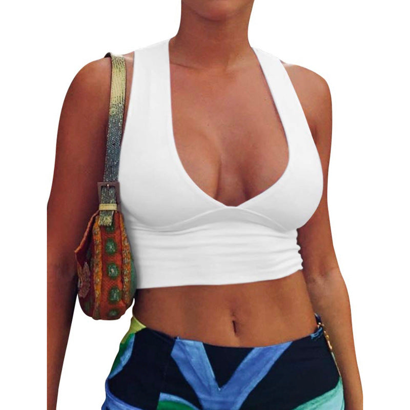 Women's Sexy Deep V Tight Backless Sports Tops