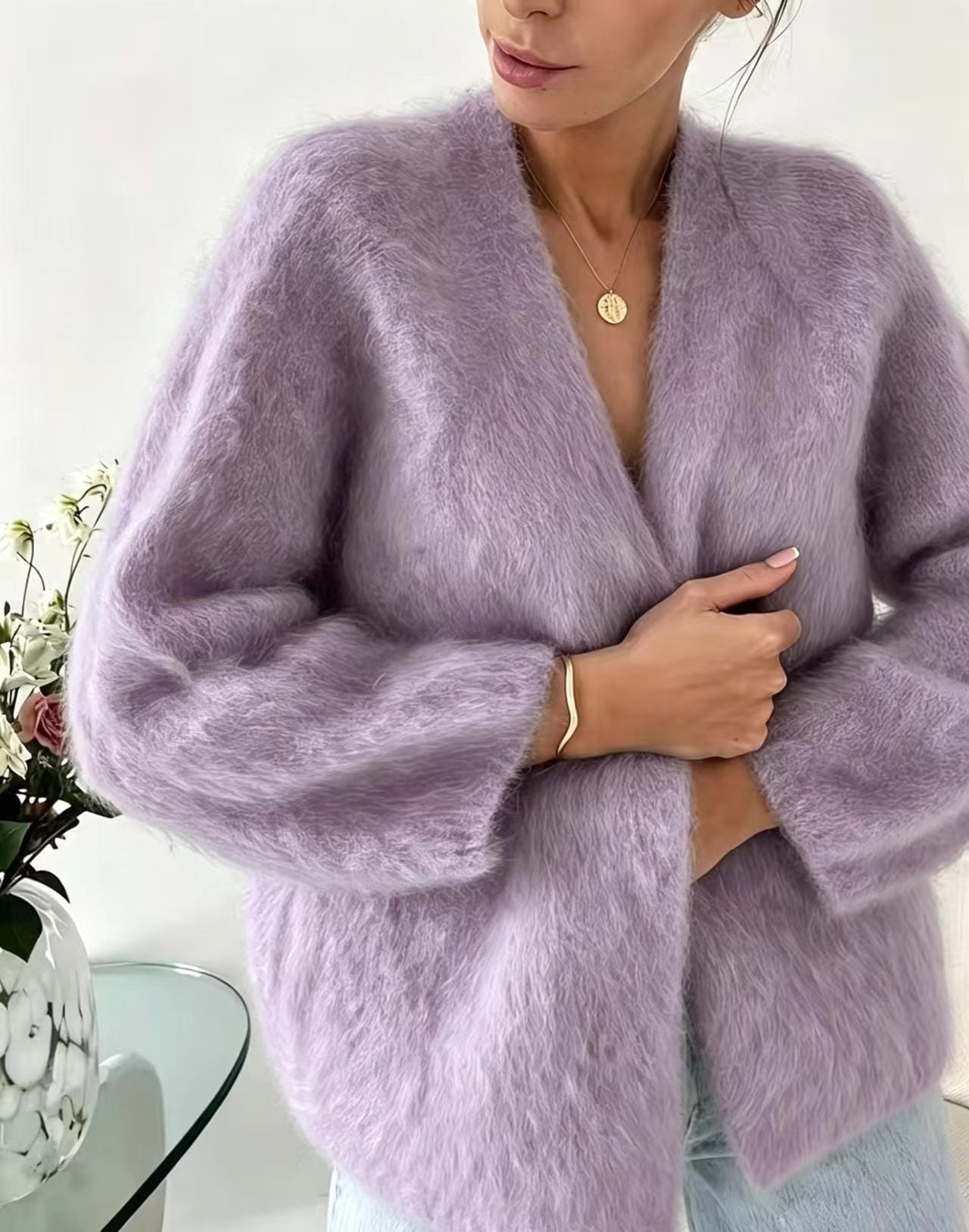 Women's Knitted Solid Color Loose Lazy Style Sweater