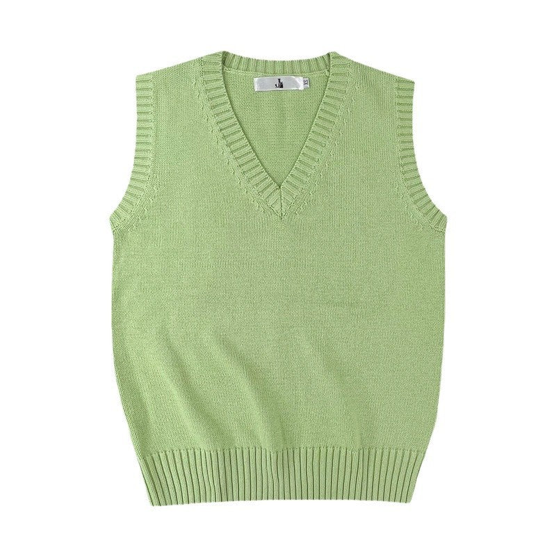 Women's Solid Color British College Style Sleeveless Women's Sweater