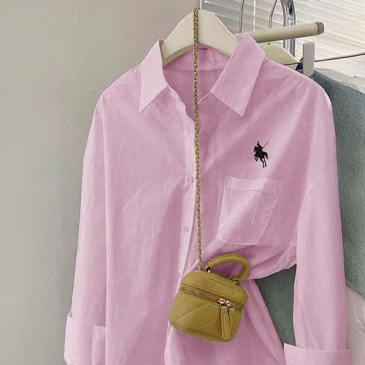 Women's Casual Minimalist Long Sleeve Button Solid Blouses