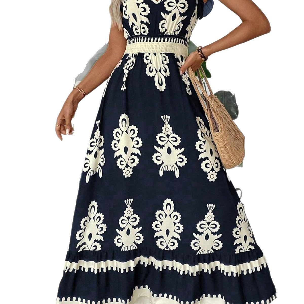 Women's High-grade French Long Fashionable Printed Dress