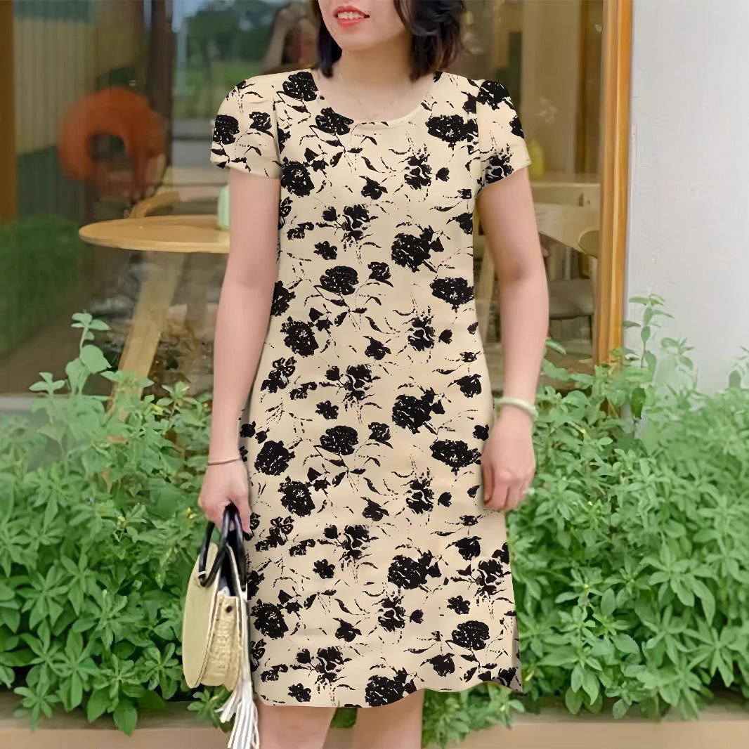 Women's Floral Summer High-grade Short-sleeved Split Dress