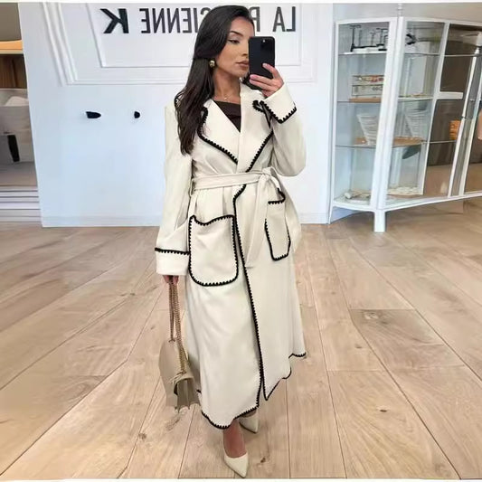 Women's Warm Long Sleeves Lapel Woolen Coats