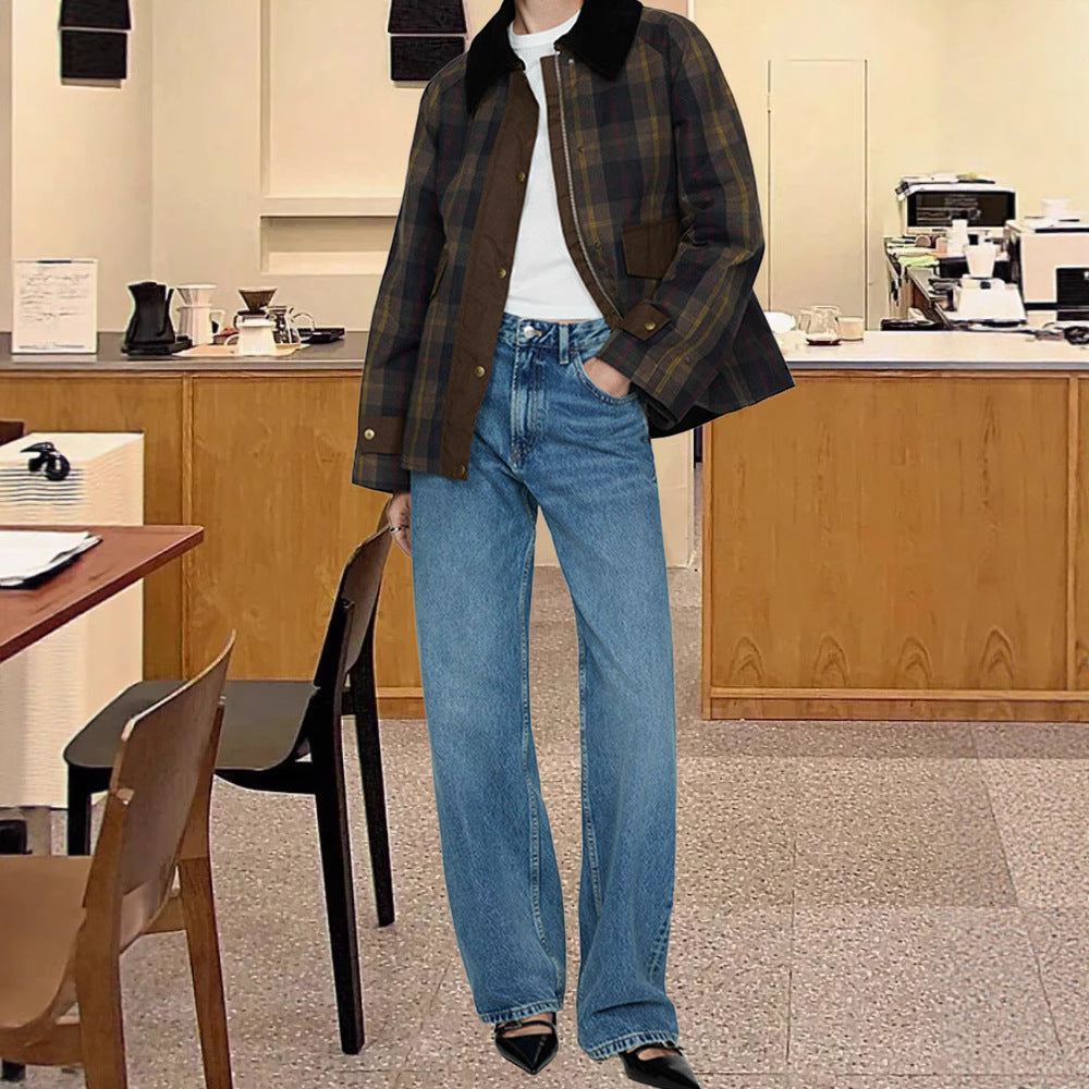 Fur Collar Long Sleeve Lapel Zipper Coats