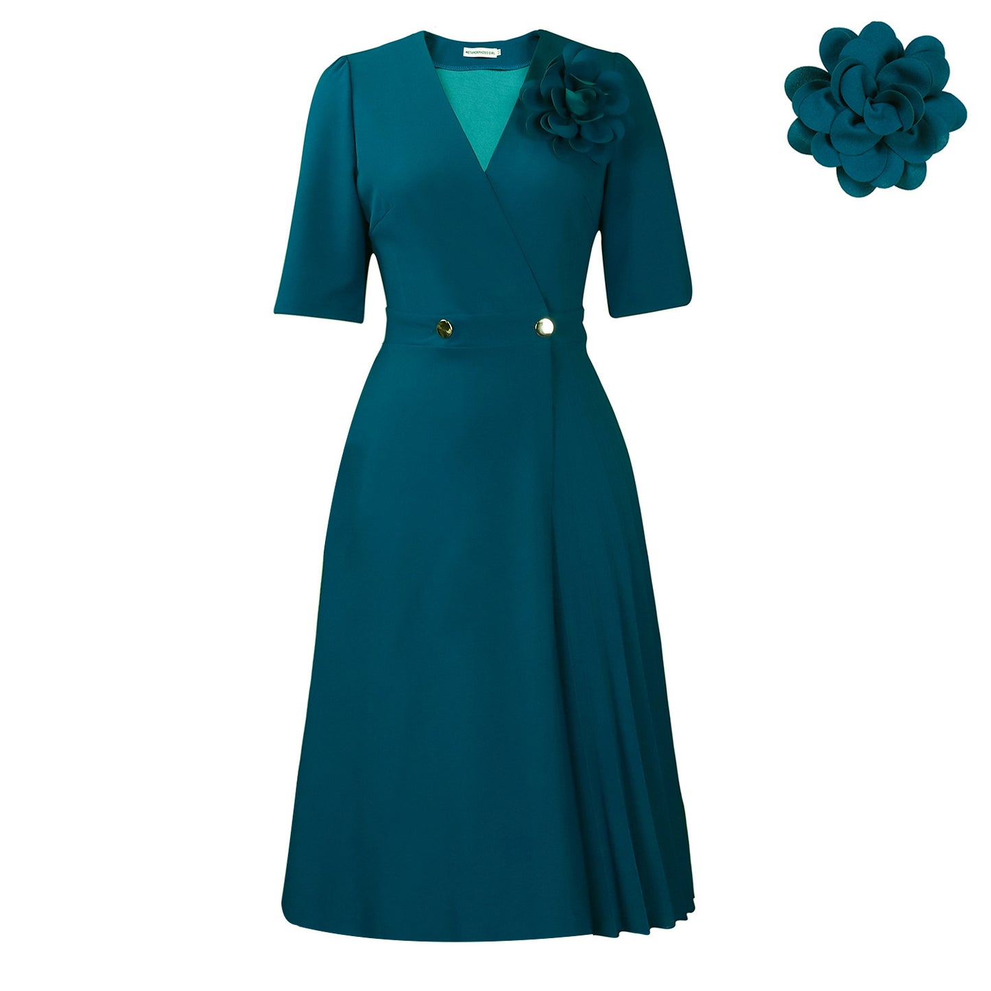 Women's Summer Fashion Sleeve Solid Color Elegant Pleated Dress