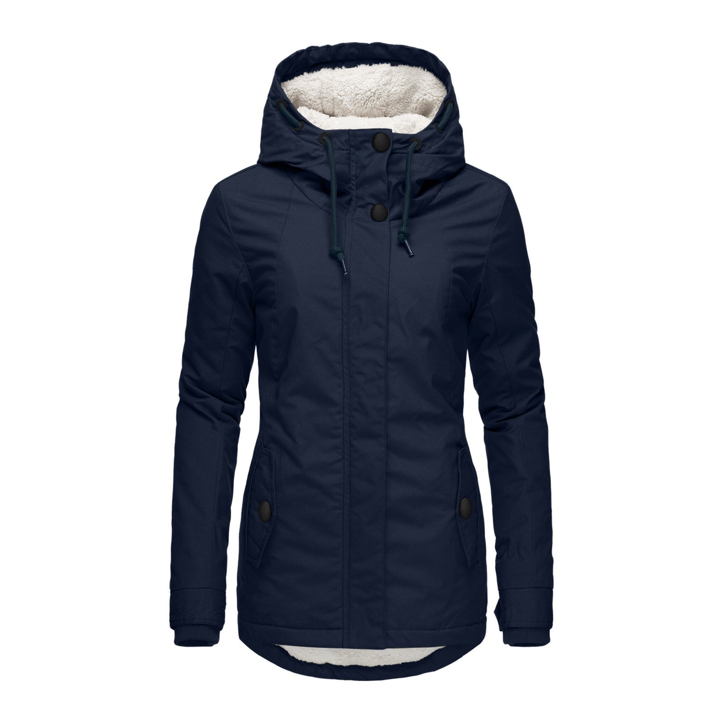 Women's Winter Quilted Cotton Parka Lamb Wool Woman Dress Coats
