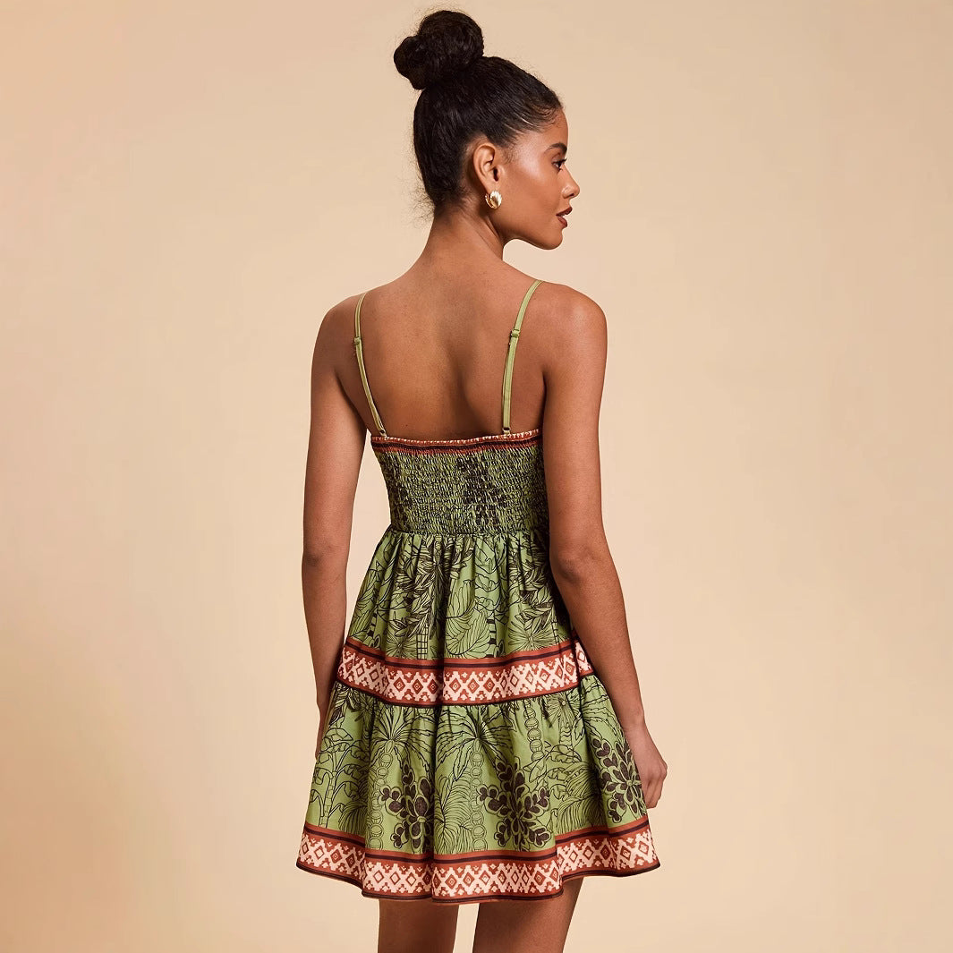 Women's Fashion Wear Printed Vacation Style A- Line Dress