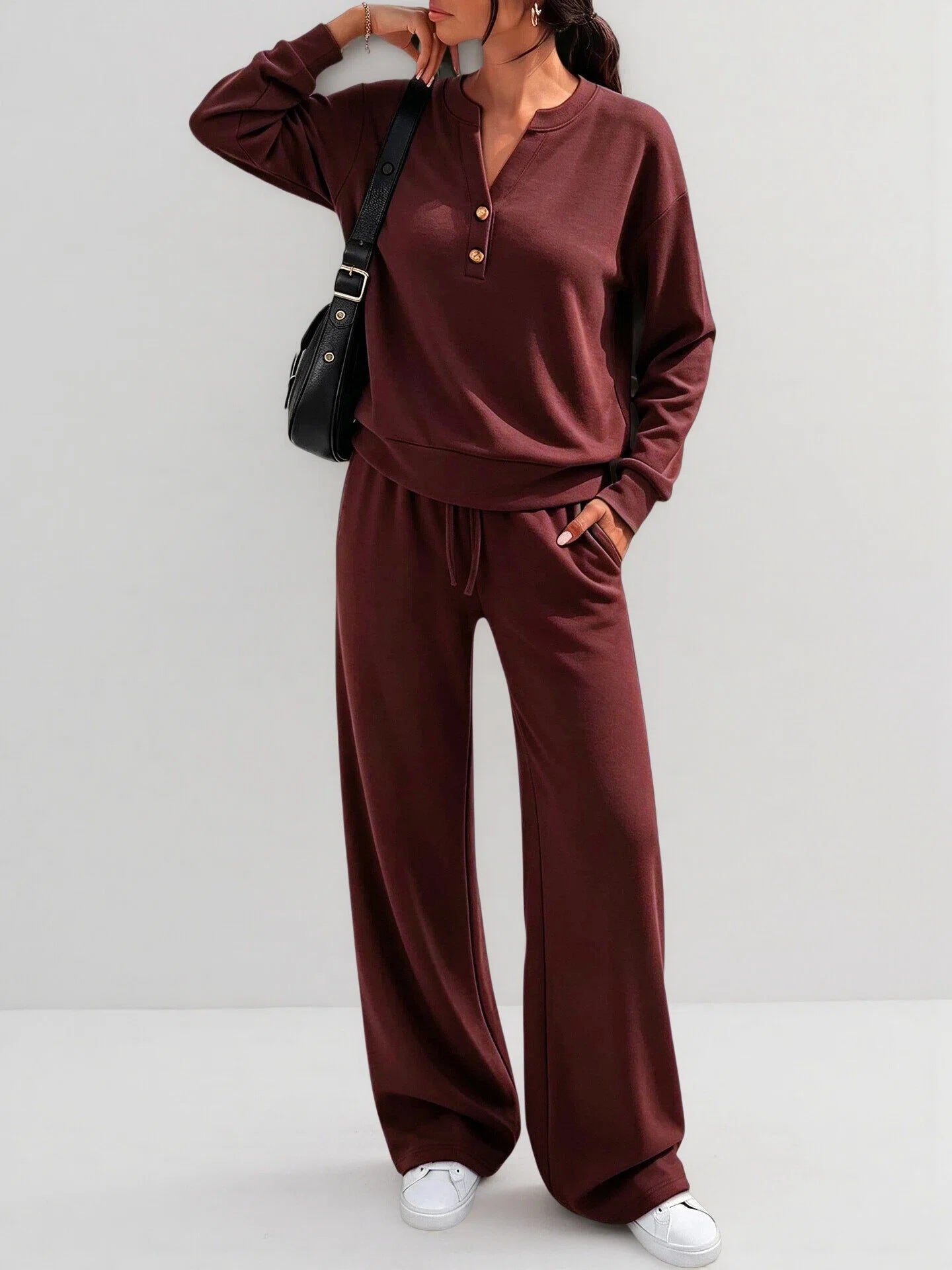 Women's Loose-fitting Long Sleeves Sports Two-piece Fashion Casual Suit