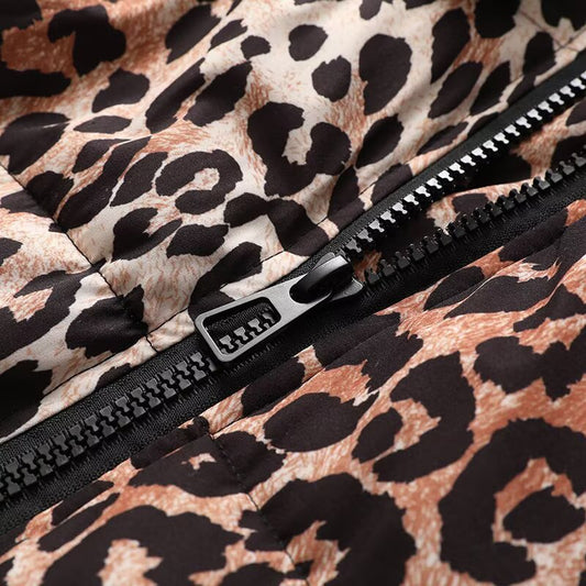 Women's Fashion Leopard Print Design Hooded Thickened Coats