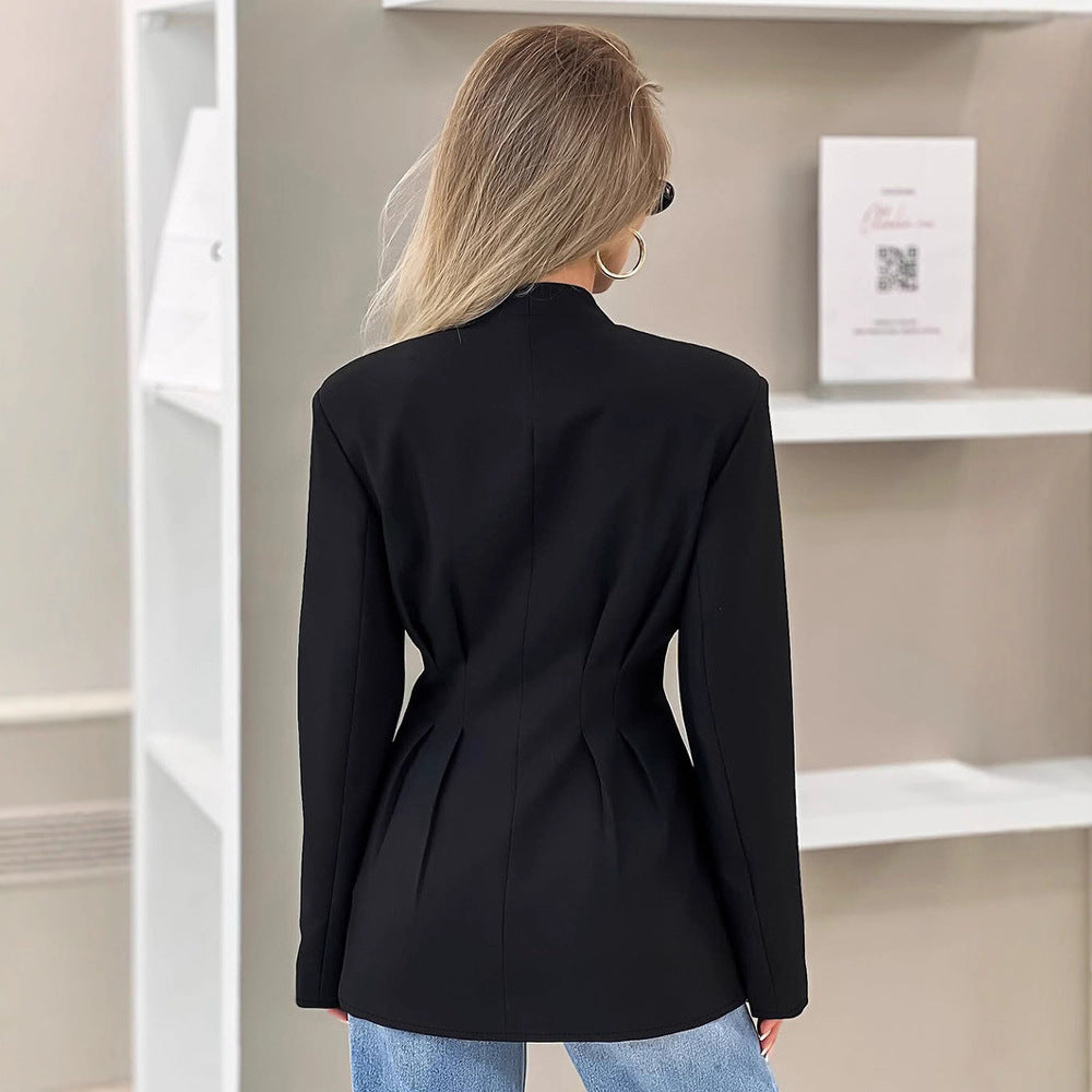 Women's Elegant Slim Fit Black Small Commuter Jackets