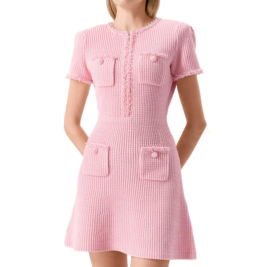 Women's Knitted Beaded Slim Slimming A- Line Dresses