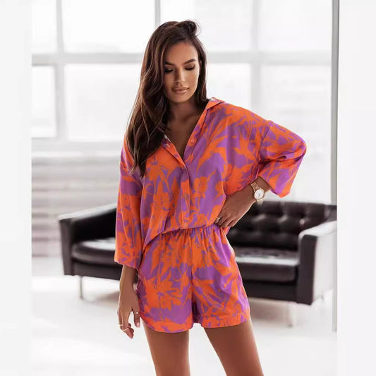 New Fashion Women's Vacation Style Shirt Fashion Casual Suit
