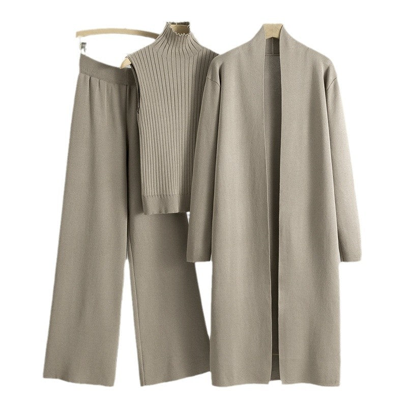 Lazy Temperament Knitting Sleeveless Three-piece Set Fashion Casual Suit