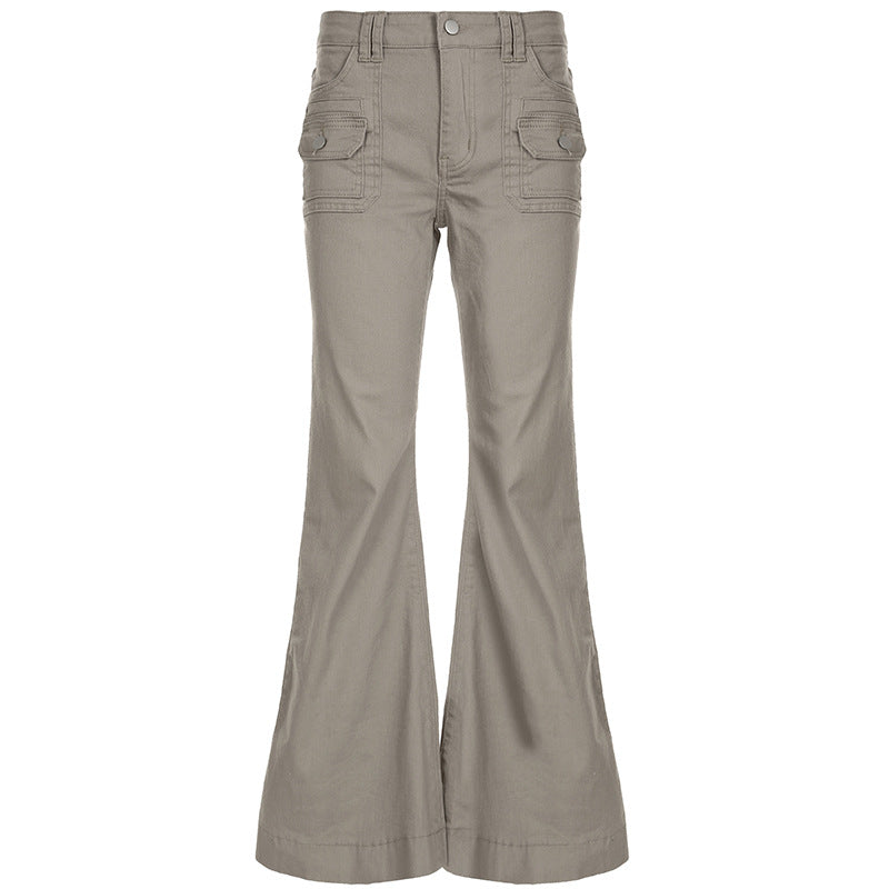 American Style Retro Overalls Pocket Denim Trousers Washed Jeans