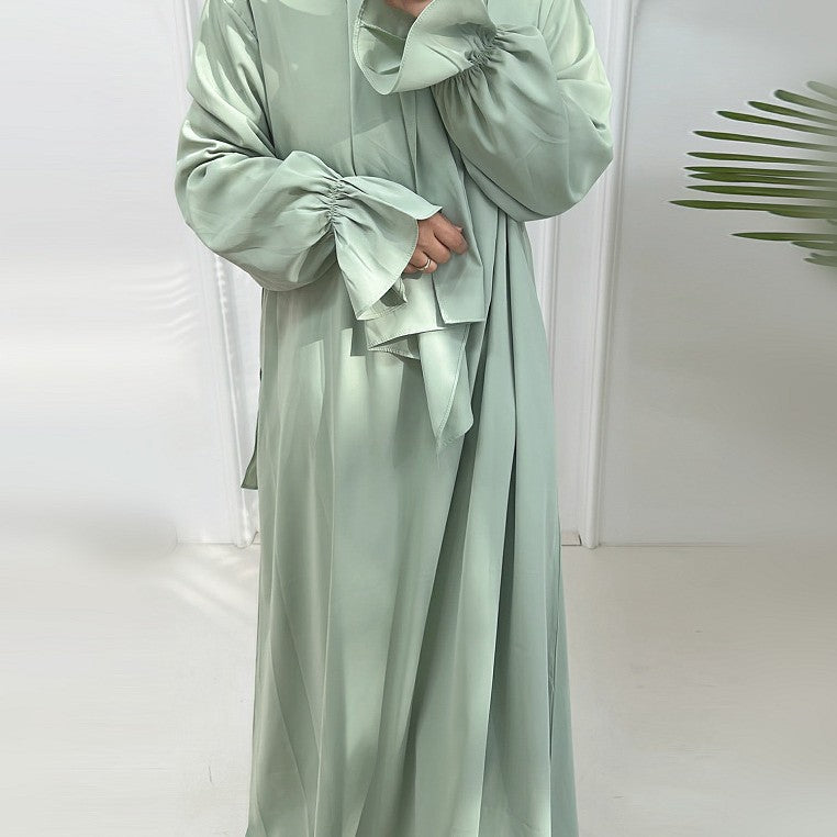 Turkey Solid Color Small Horn Sleeve Dresses