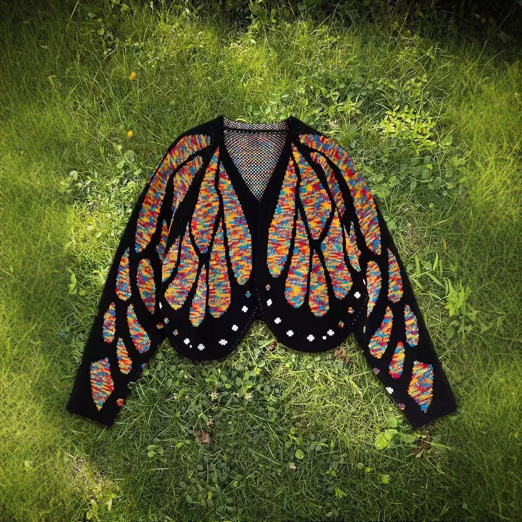 Knitted Batwing Sleeve Emperor Cloak Shawl Contrast Sweater