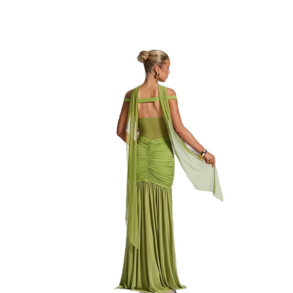 Off Dress Slimming Patchwork Irregular Fishtail Dresses
