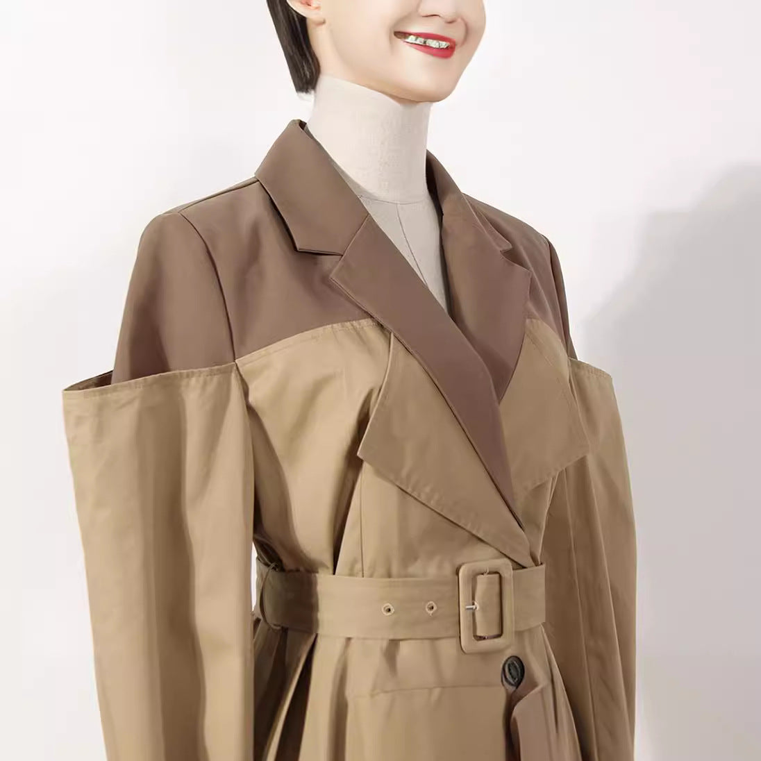 Women's Pieces Collar Trench Mid-length Autumn Design Sense Coats