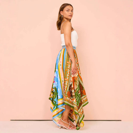 Women's Long Printed Irregular Hem Fashion Temperament Skirts