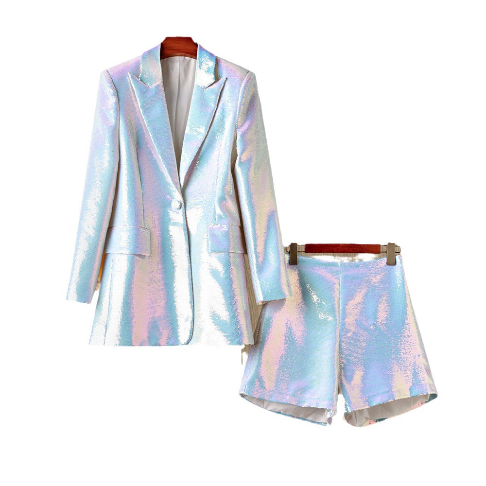 Versatile Classic Slouchy Sequins Mid-length Colorful Suits
