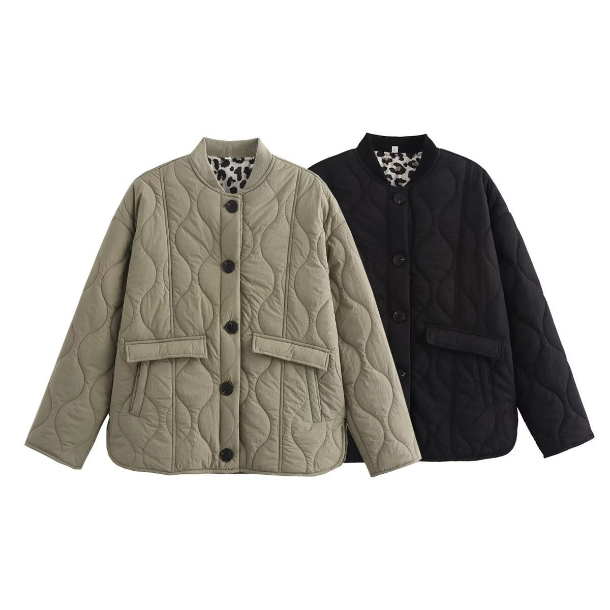 Three-color Leopard Print Clothes With Threaded Coats