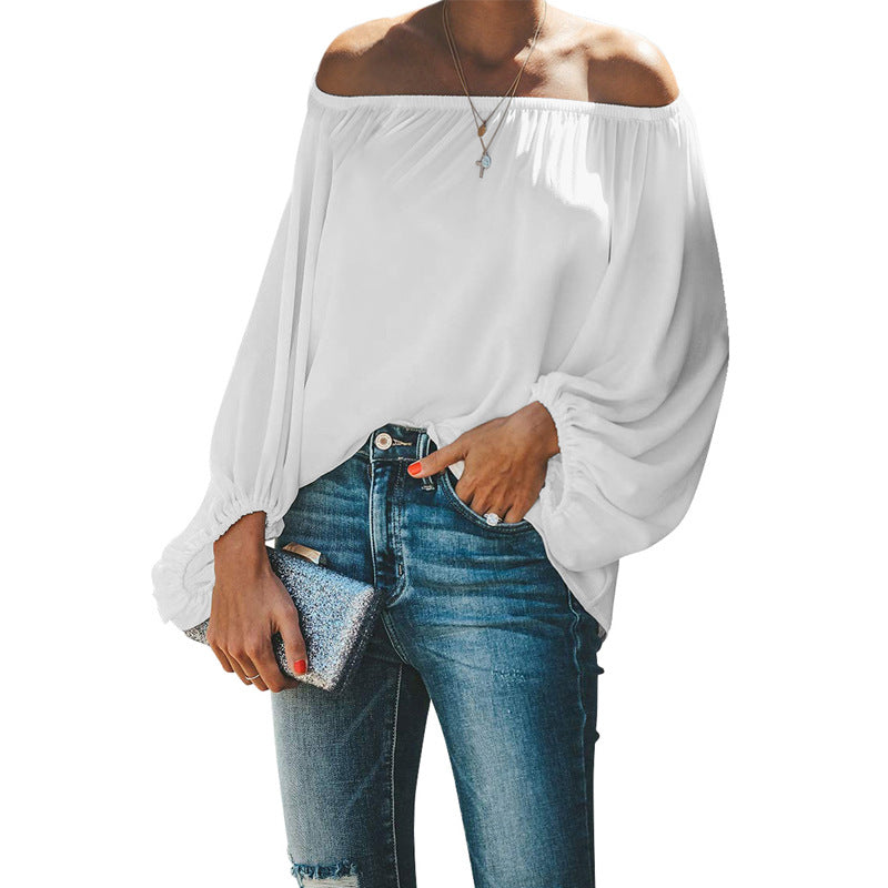 Women's Solid Color Simple Lantern Sleeve Loose Tops