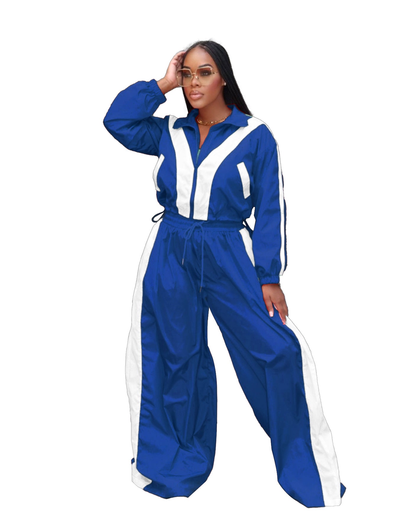 Women's Waist Stitching Contrast Color Oversized Super Fat Suits