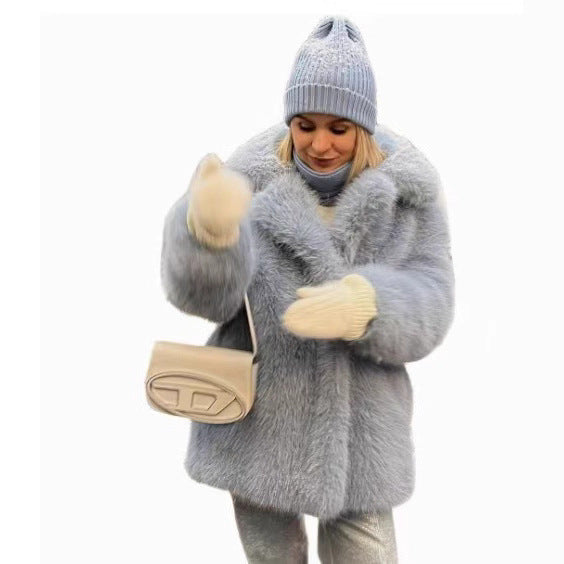 Women's Winter Faux Fur Loose Mixed Color Coats