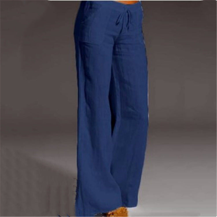 Women's Wide Leg Big Flared Pocket Cotton Pants