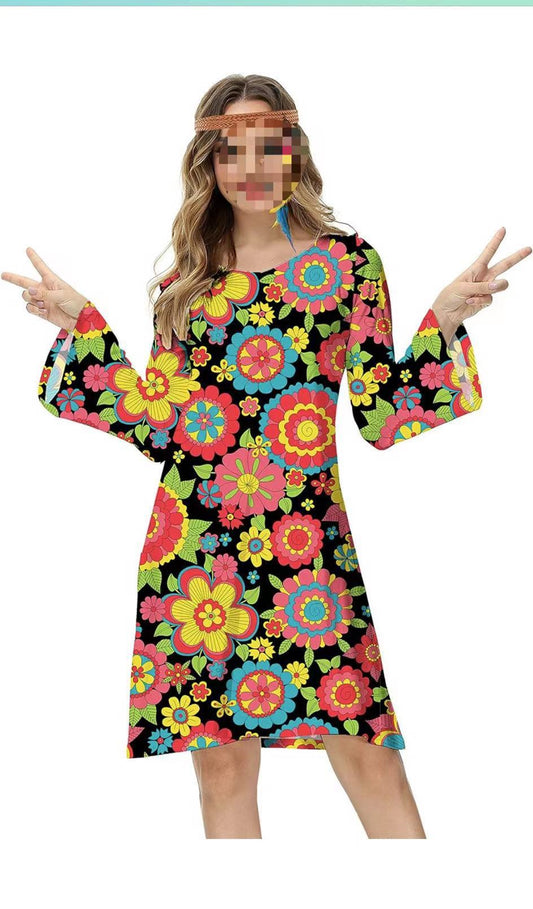 Slouchy Casual Hippies Disco Dress Halloween Blouses